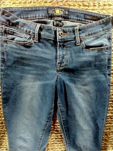 Women's Lucky Denim Lolita Skinny Jeans 27 Faded 5 Pocket Low Rise Straight Leg  - Picture 2 of 9