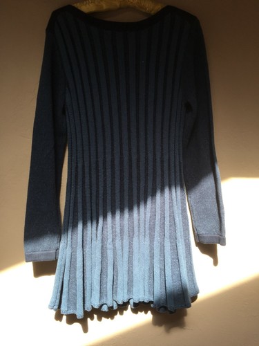 New Willow Womens Scoop Neck Long Sleeve Ribbed A-Line Tunic Sweater Small Blue - Picture 6 of 12
