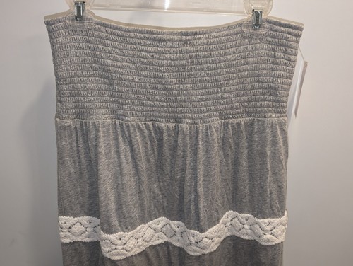 NEW$228 JUICY COUTURE Dress L Smocked Long Maxi Cozy Crochet Modal Gray White LG - Picture 3 of 10