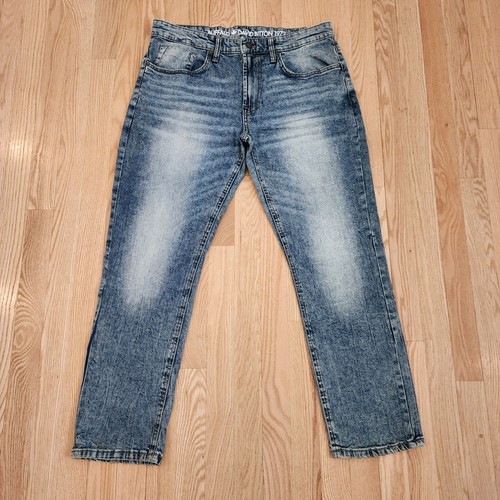 Buffalo David Bitton Uomo Ash-X Slim Elasticizzato Zip Dritta Fly Lavaggio Acido Blu - Foto 12 di 18