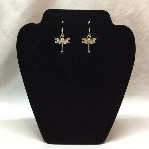 Dragonfly Earrings bug Silver pewter charms Insect Charm 1 1/8" Handmade Jewelry - Imagen 2 de 4