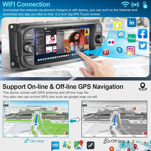 Apple CarPlay Android Auto Car Stereo Radio For 2004-07 Chrysler Town & Country - Picture 9 of 22