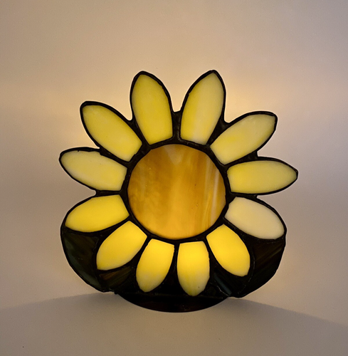Stained Glass Sunflower Floral Tealight Candle Holder Sun Catcher Cottagecore - Picture 6 of 8