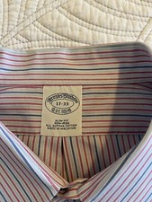 BROOKS BROTHERS MEN'S SZ 17 - 33 SLIM FIT NON-IRON ALL COTTON LS DRESS SHIRT
