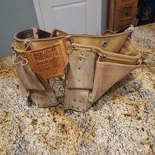 Square Pocket Genuine Suede Leather Action Tool Belts Brown Leathercraft LA 427