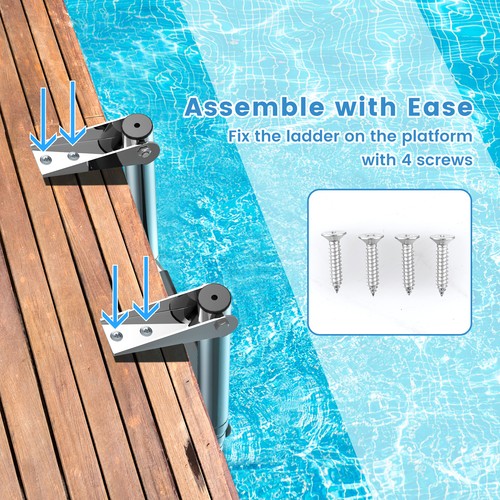 Barco telescópico de 4 pasos escalera plegable plataforma de baño extensible resistente - Imagen 7 de 10