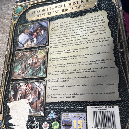 Baldur's Gate 2 Shadows Of Amn Big Box PC Complete - Picture 2 of 3