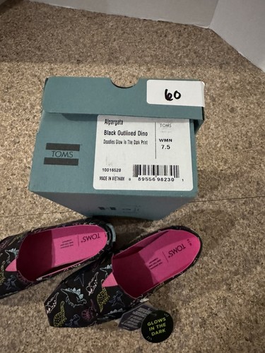 Toms schwarz umreißt Dino Alpargata Kritzeleien leuchten im Dunkeln Schuhe Größe 7,5 - Bild 10 von 10