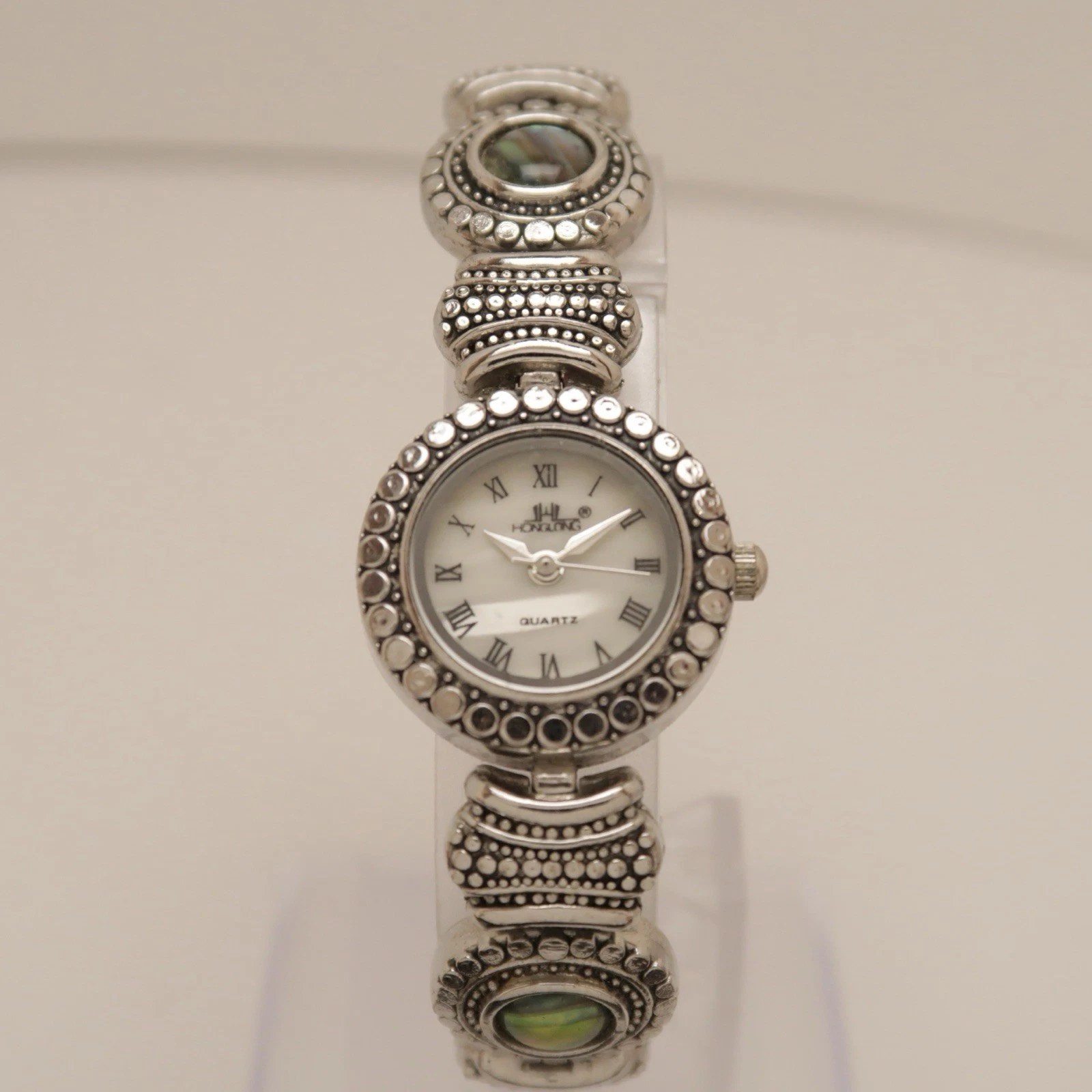 HONG LONG Silver Tone Analog Quartz Women Vintage Watch W213 *WORKING
