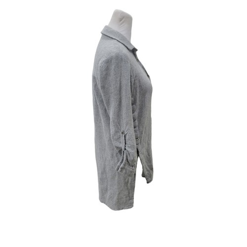 ZARA Linen Tunic Top Womens XS Button Down Long Sleeve Shirt Lagenlook Boho - Picture 6 of 10