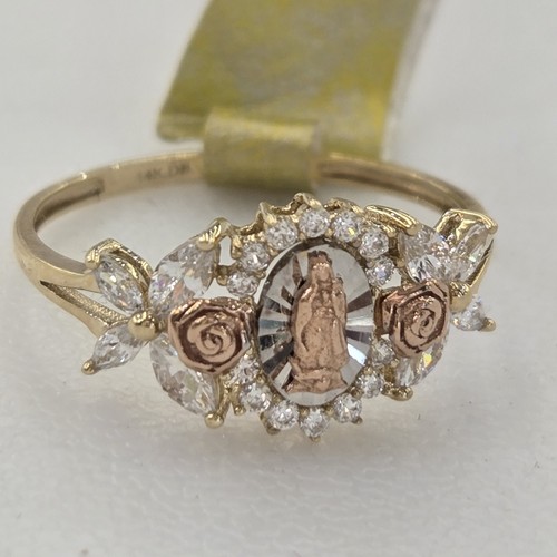 solid 14k gold virgin Mary guadalupe Ring Size 6 7 8 9 - Picture 4 of 13