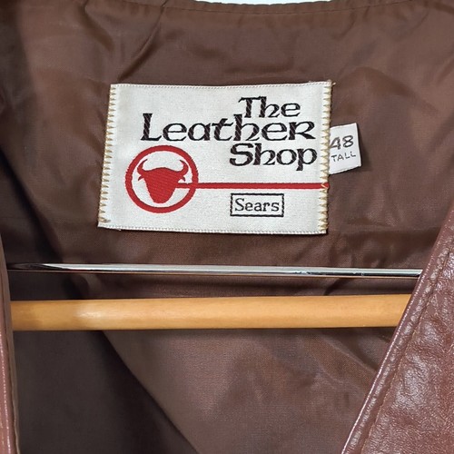 Gilet uomo pelle marrone vintage anni 70 Sears pelle negozio bottoni taglia 48 alto - Foto 7 di 11