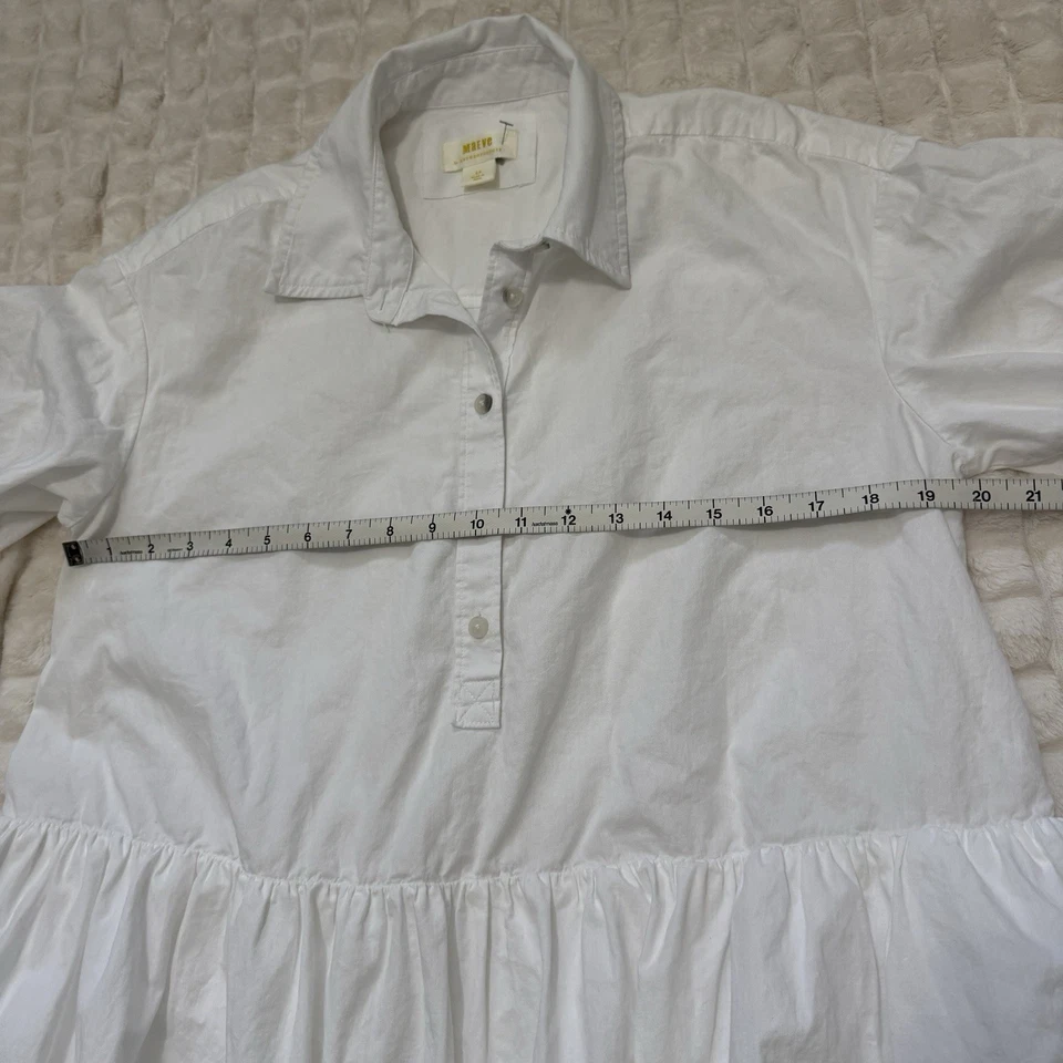 Mini Camisa Vestido Anthropologie MAEVE Pequeño Pequeño Blanco Dobladillo Burbuja SP Foto 4 de 4