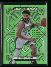 Jayson Tatum 2020-21 Panini Obsidian #124 Electric Etch Green Flood