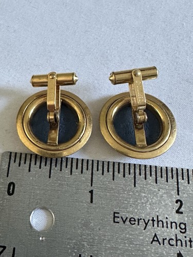 Vintage Destino Wedgwood 12k GF Blue Jasperware Cufflinks With White Lion Emblem - Picture 8 of 8