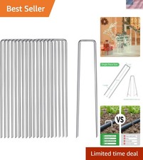 6 Inch Heavy-Duty Garden Stakes - 11 Gauge Galvanized Steel Landscape Staples...