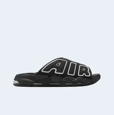 Nike Air More Uptempo Slide, Black / White (100% Authentic)