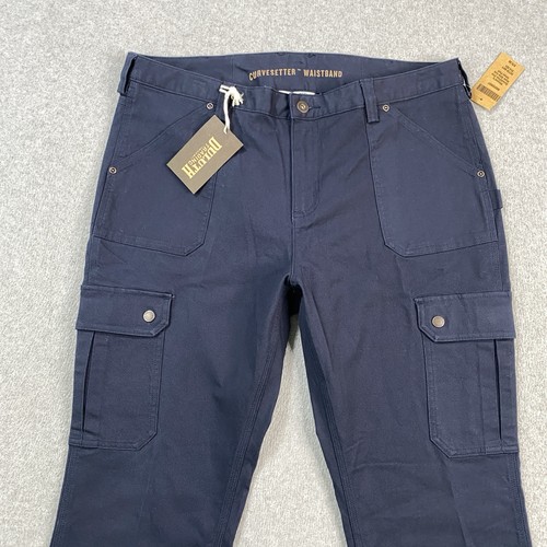 NUOVO Duluth Pantaloni Donna 14x31 Curvesetter Flex Fire Hose Slim Cargo Navy Nuovo con etichette - Foto 3 di 15
