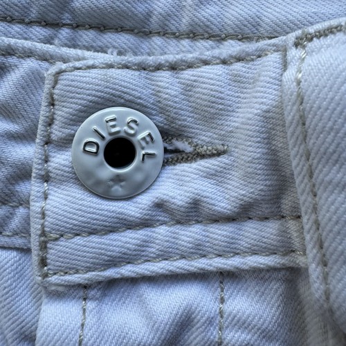 DIESEL 9.5" Button Fly Denim Shorts Womens 27 White Distressed Stripe on Side - Picture 4 of 22