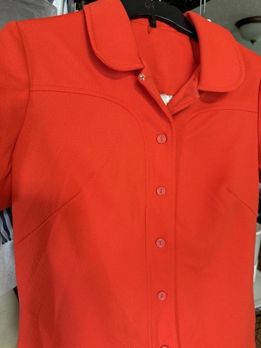 Camisa De Colección Sears Moda Poliéster Rojo Naranja Abotonada Talla 16 Retro Mod - Imagen 10 de 10