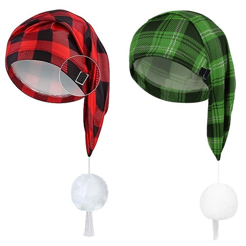 Paquete de 2 gorras unisex a cuadros con borla de bola de pompón Navidad - Imagen 11 de 45