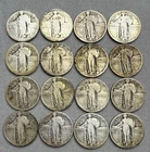 Lot Of 16 Standing Liberty Quarters 90% Silver 1917-1930
