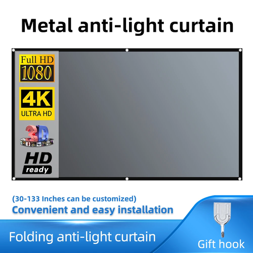 Pantalla Proyector 16:9 Metal Anti Luz Cortina Tela Reflectante Paño para YG300 - Imagen 7 de 12
