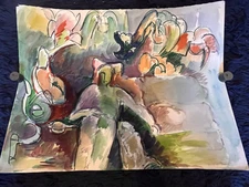 Vintage Jean Boxer-Hammer (1927-2022) Watercolor Painting Sleeping Man Figure