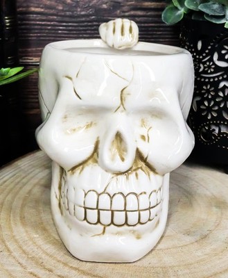 Ceramic Cream White Mug Skull Head Fright Kitchen Decoration Figurine Halloween
