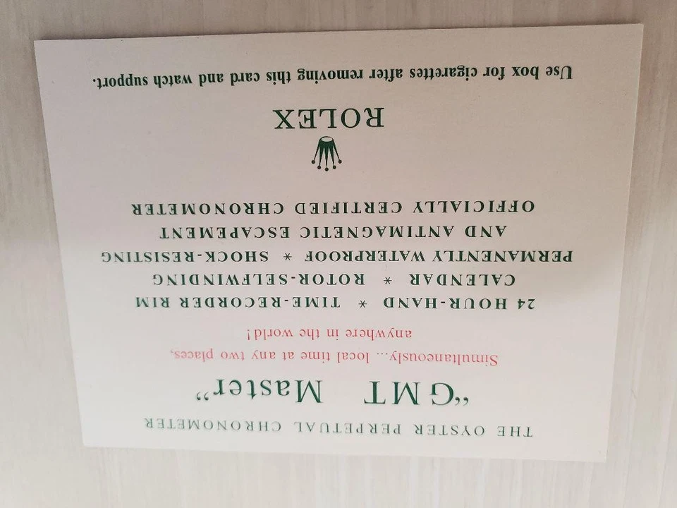 Rolex Gmt Master Accesorios Cigarrillo Papel Rolex Reloj Almacenamiento Coleccionable Foto 3 de 3