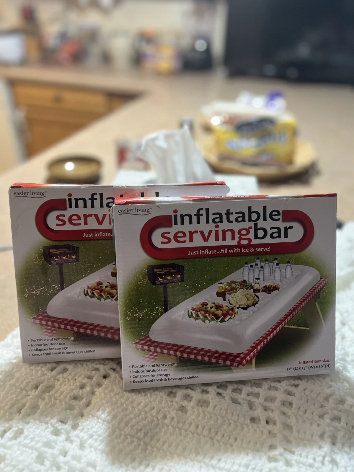 2 Inflatable Serving Bar Cooler Food & Drink Ice 52"x25"x5.5" Picnic Camping