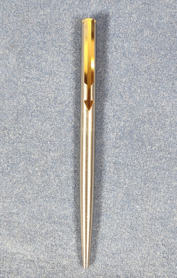 1980's Parker Pen Arrow Stainless Steel & Gold Trim Advertising 3M - England