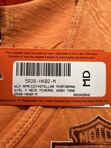 Harley Davidson Orange Womens Tank Top Medium Distressed Motorcycle Double Sided - Picture 3 of 9