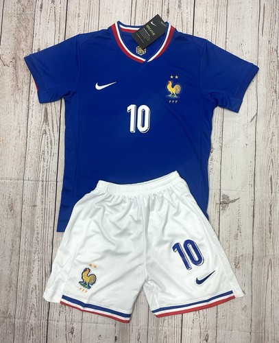 Youth Mbappe #10 Kids Jersey Soccer Uniform | France Toddler Jersey + Short Set - Picture 2 of 2