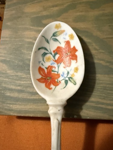 Avon 1989 American Favorites Porcelain Spoon Collection 4 Flowers + Wooden Rack - Bild 8 von 17