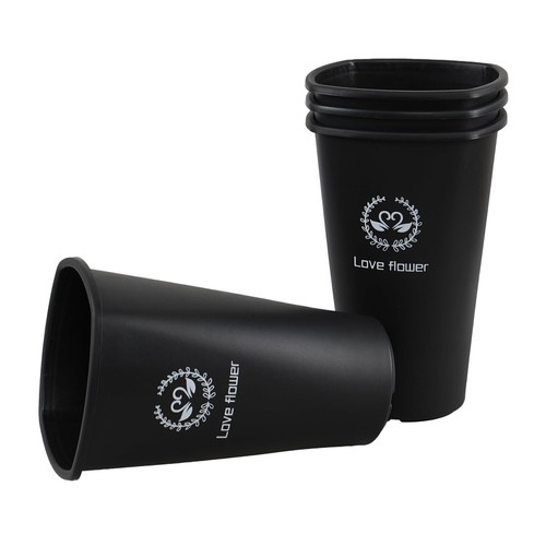 11.93 Inch Wake up Flower Buckets, 4 Pack Black Plastic Flower Buckets, Displ... - Picture 6 of 7