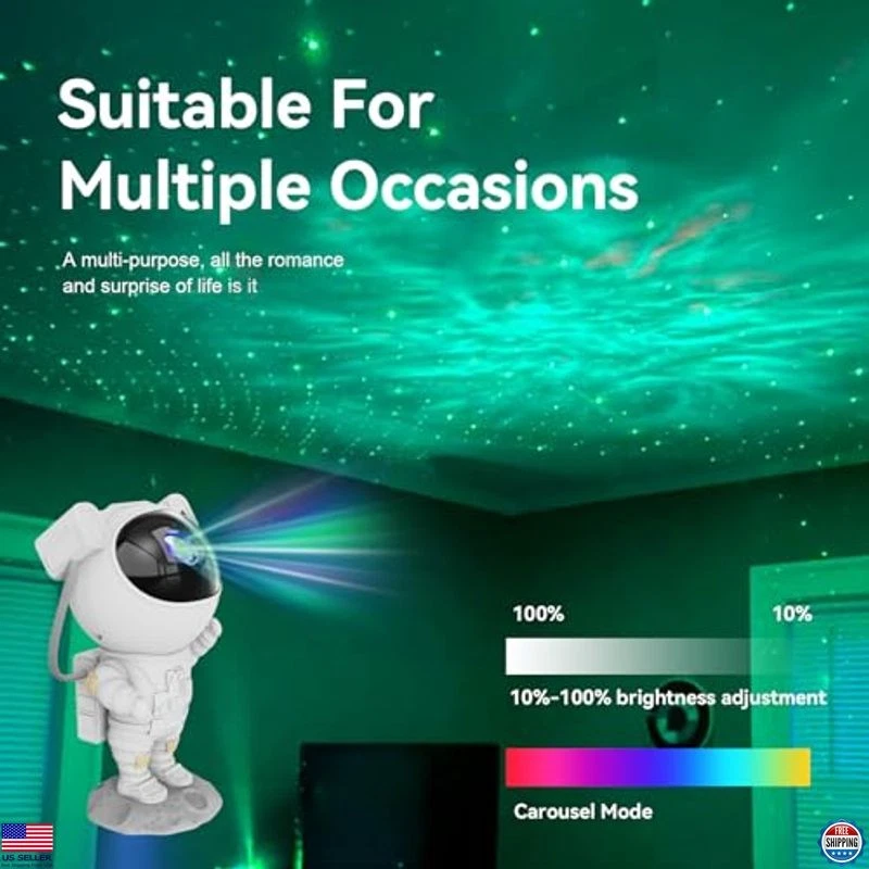Galaxy Star Projector Night Light - Astronaut LED Lamp with Timer & Remote - Image 4 of 4