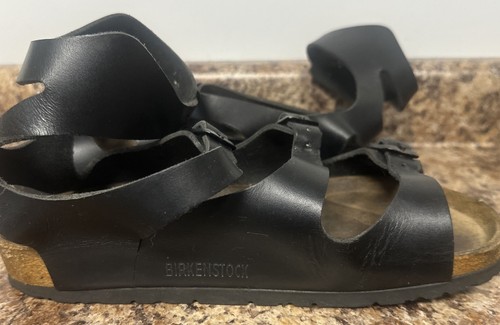 Athens Birkenstock Gladiator Sandals Shoes 37 Black Very Good Condition - Picture 6 of 9