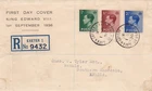GB 1936 (1st Sept) Edward VIII 1/2d, 11/2d and 21/2d on FDC Queen St Exeter CDS