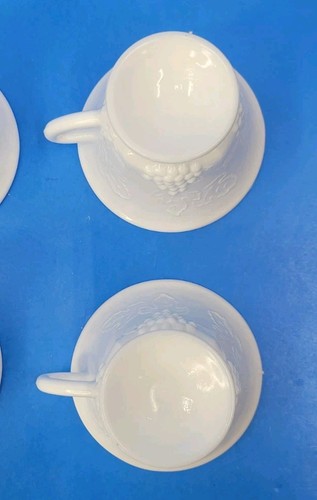 Indiana Colony Milchglas weiß Ernte Traube Snack Mittagessen Tasse Teller 4er Set - Bild 16 von 19
