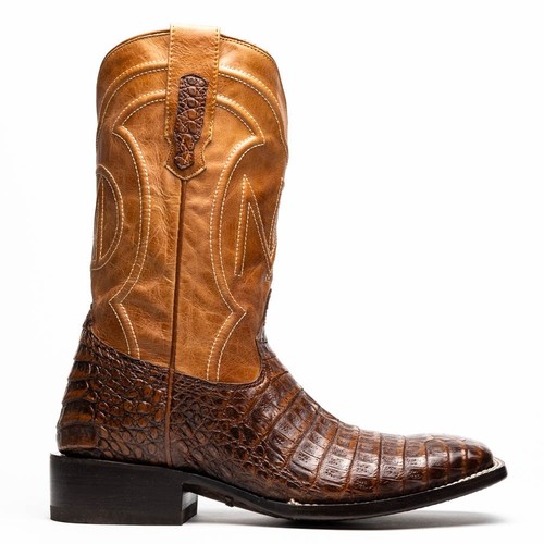 NUEVO Marco Milano Western Botas de Vaquero Zapatos Cuero Caimán Genuino Arce Brn EE. UU. - Imagen 2 de 6