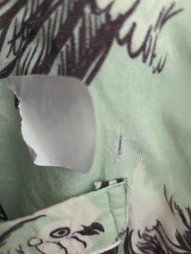Rachel Antonoff Green Rooster Print Silk Shirt Size XS AS IS - Picture 4 of 8