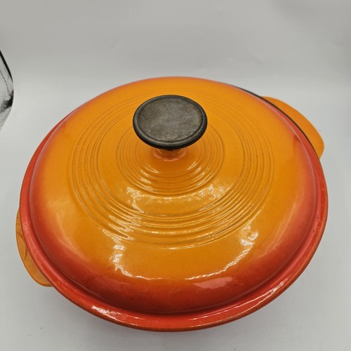 Gusseisen Deckel Kasserolle Schmorpfanne Volcanic Orange 3 Quart Landhausküche - Bild 3 von 16