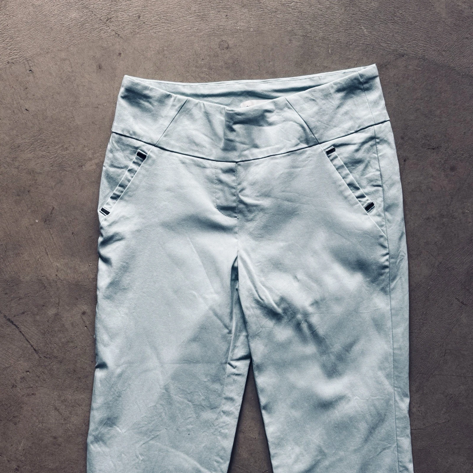 Soho Apparel Sky Blue Capri Stretchy Pants (S)