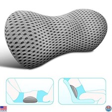 Ergonomic Memory Foam Lumbar Support Pillow - Black/Gray for Back Pain Relief