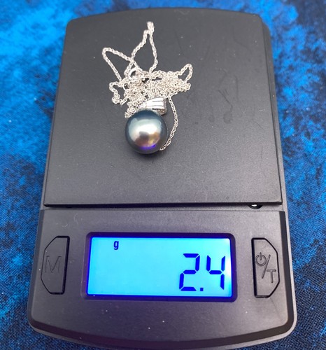 14K WHITE GOLD TAHITIAN 10 mm PEARL PENDANT 14K 18-INCH NECKLACE 2.4g - 第 18/20 張圖片
