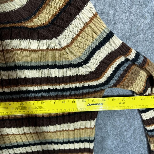 Suéter Vintage Next Era Mujer Grande Marrón Rayas Cuello Alto Acanalado Años 00 90 - Imagen 3 de 11