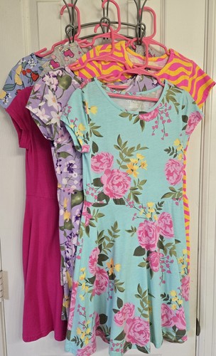Lot of 6 Girls Dresses, Short Sleeve, Size 7-8, Mixed Brands