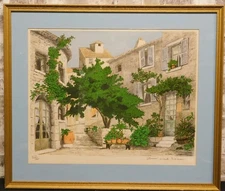 Framed Lithograph By Denis Paul Noyer (French 1940-) Depicting A Summer Patio