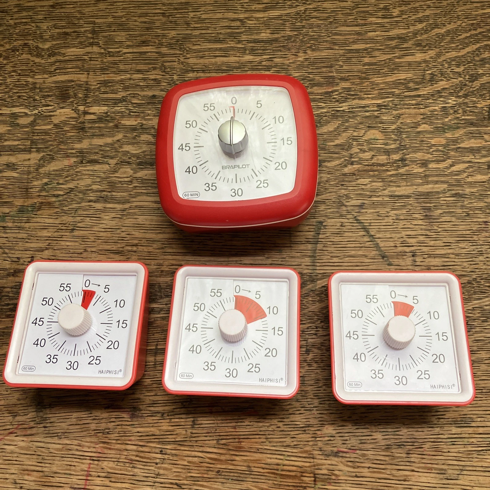 Visual Timers Lot Of 4 Red Homeschool 60 Min Battery Haiphisi Chores School